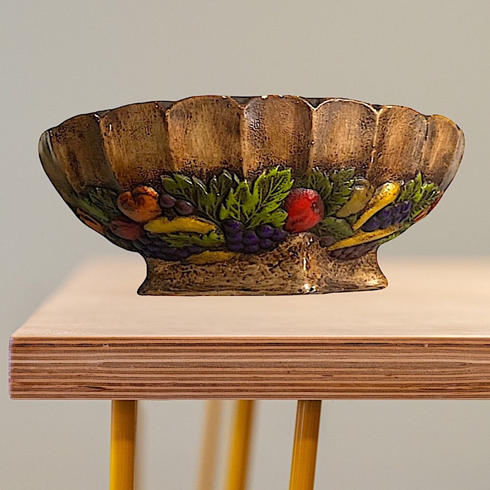 Vintage stoneware bowl fruit decor